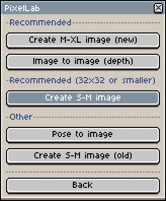 the create image menu